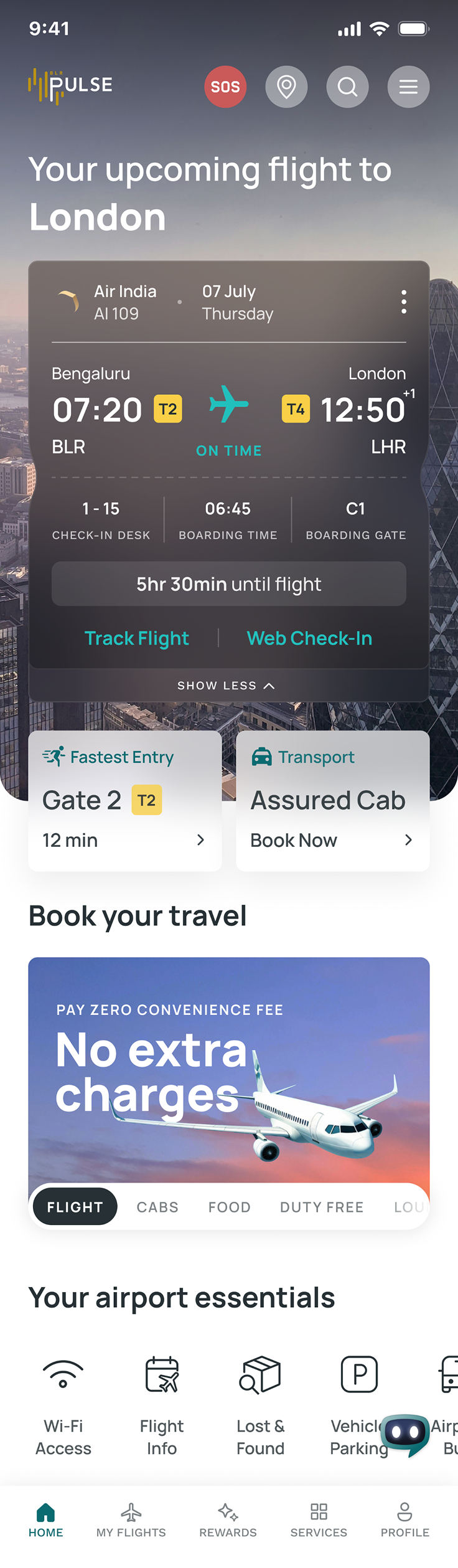 BLR Pulse app home screen