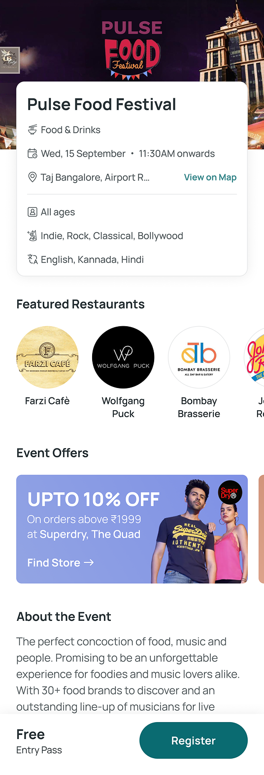BLR Pulse events screen